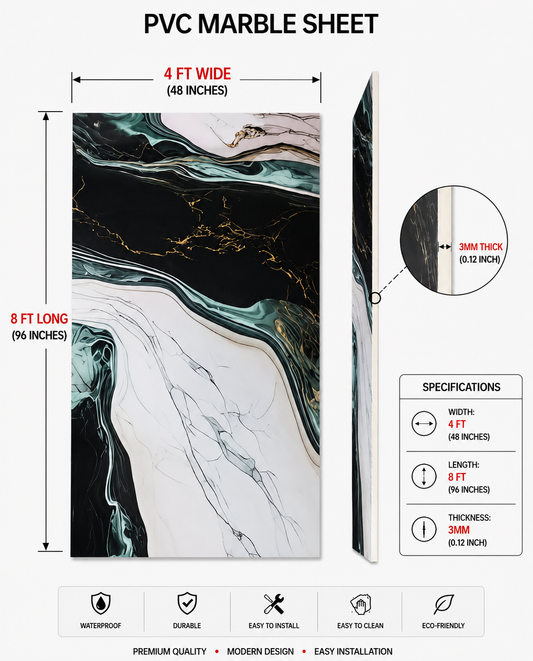 4 × 8 FT Waterproof Wood Grain UV Marble Sheet Wall Panel for Home Decoration - DY2439