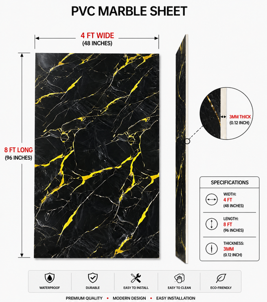 4 × 8 FT Waterproof Wood Grain UV Marble Sheet Wall Panel for Home Decoration - LJ24823T