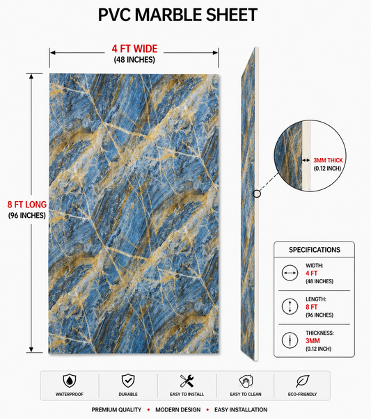 4 × 8 FT Waterproof Wood Grain UV Marble Sheet Wall Panel for Home Decoration - LJ24827T