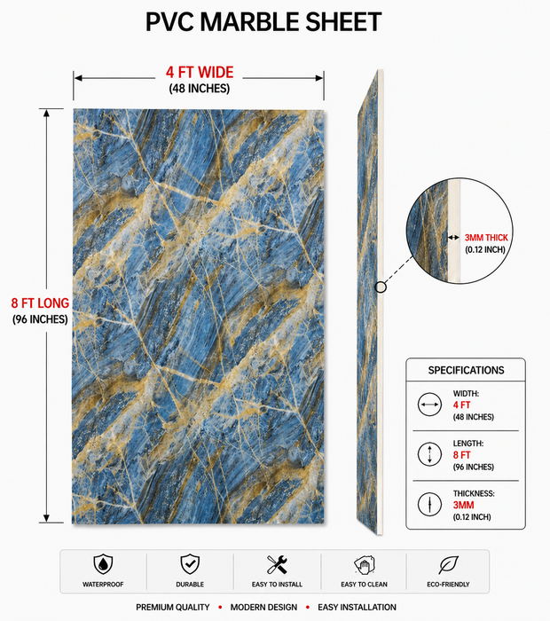 4 FT × 8 FT 3D PVC Marble Wall Panel – LJ24827T