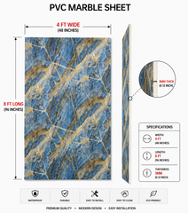 4 ×-8 FT 3D PVC Marble Wall Panel– Waterproof Interior Decorative Panel BLJ24827T