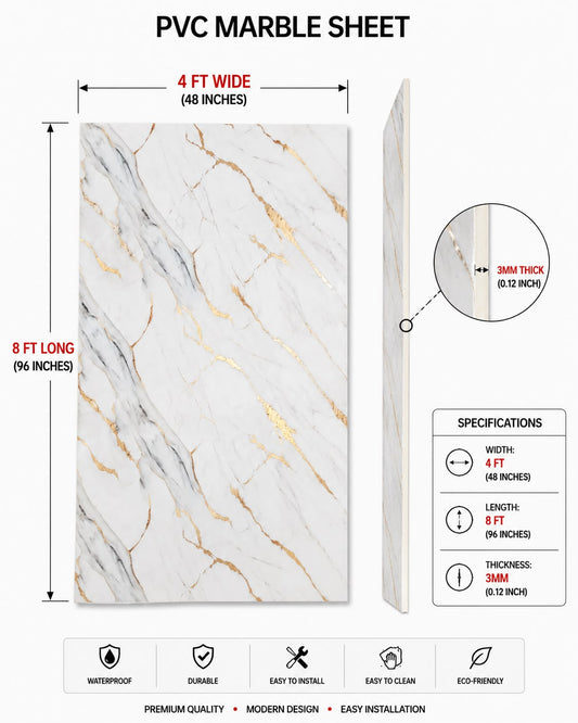 4  × 8 FT PVC Marble Sheet (Blue Living Room) - 24895