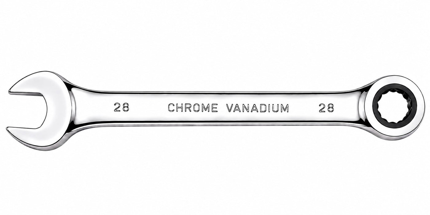 28mm Ratcheting Combination Wrench CRV Chrome Vanadium Metric Hand Tool